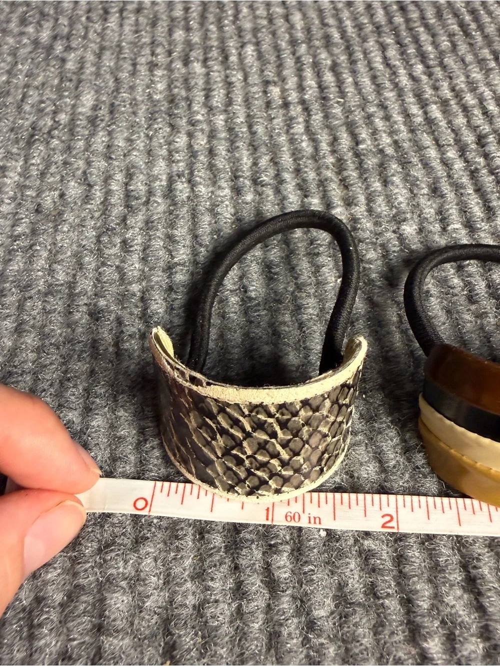 Vintage EVE REID Ponytail Cuffs Set of 2 Faux Snakeskin Striped Retro Hair Ties